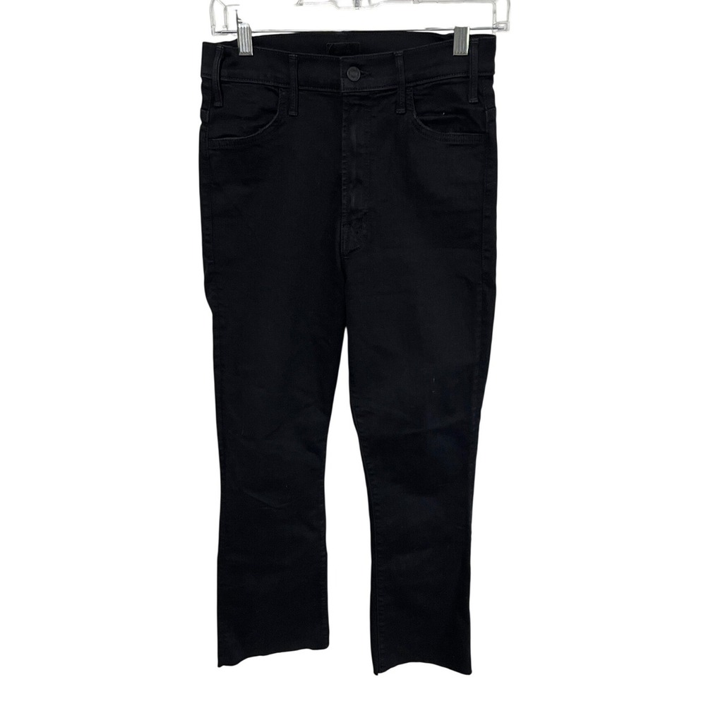 Mother The‎ Hustler Ankle Fray Jeans Women 27 Black Not Guilty High Rise Flare